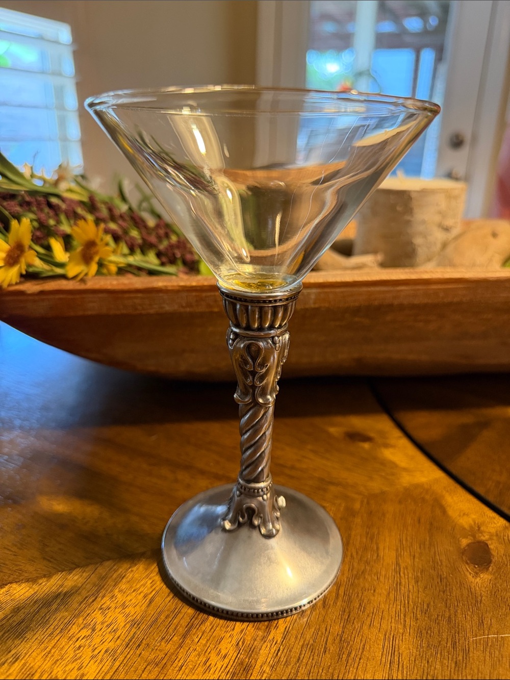 Brighton Ornate Silver-Tone Stemmed martini Glass - Clear and Silver